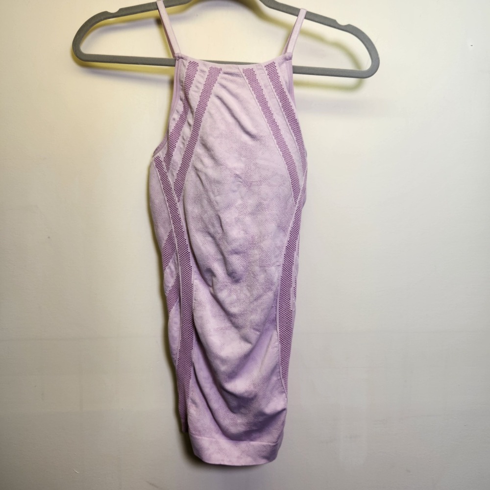 Athleta Headstand Halter Tank Top Large Violet Mist Built in Bra Adjustable Yoga